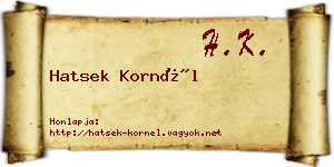 Hatsek Kornél névjegykártya